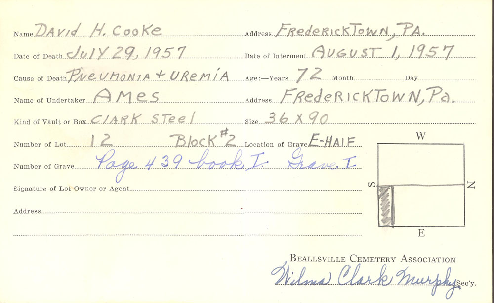 burial card